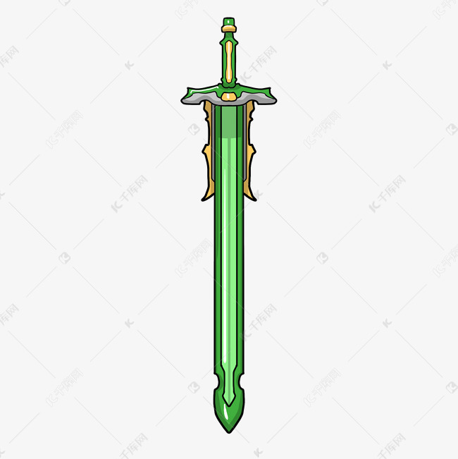一柄绿色长剑插画