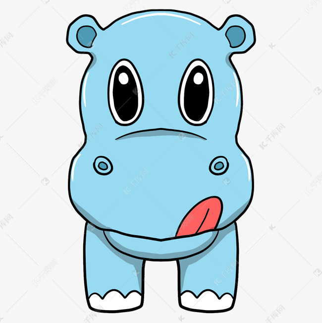 蓝色的海牛手绘插画