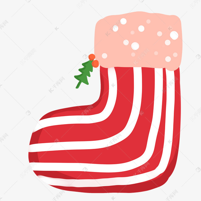 圣诞红色长筒袜卡通插画