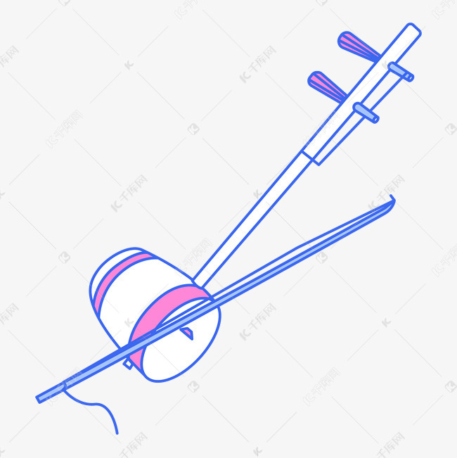 矢量扁平简约清新乐器二胡描边小插画素材图片免费下载-千库网