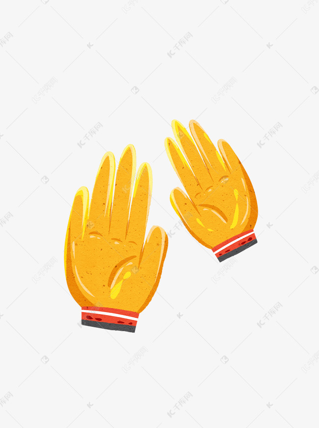手套扁平消防器械手绘卡通元素