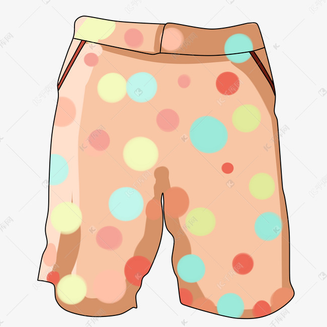 卡通手绘户外海边旅行沙滩裤
