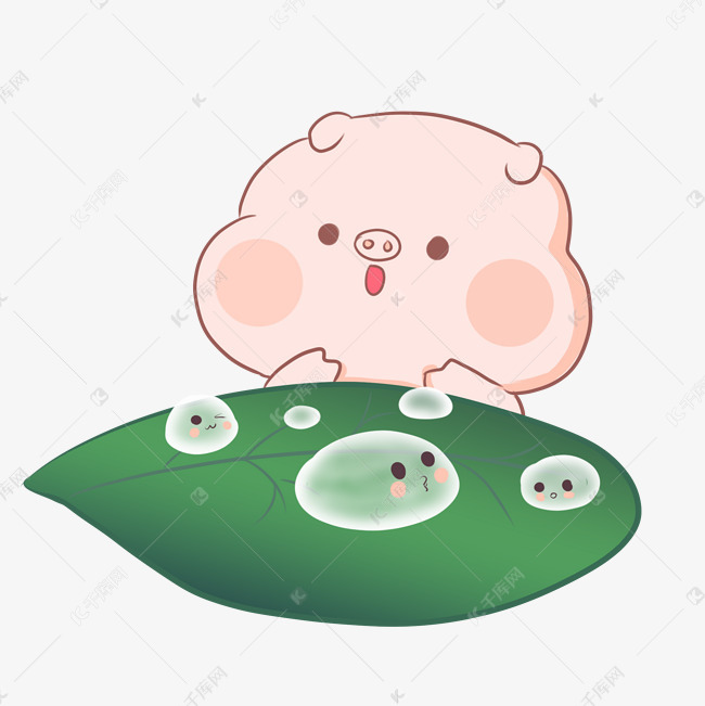 卡通手绘二十四节气白露小猪