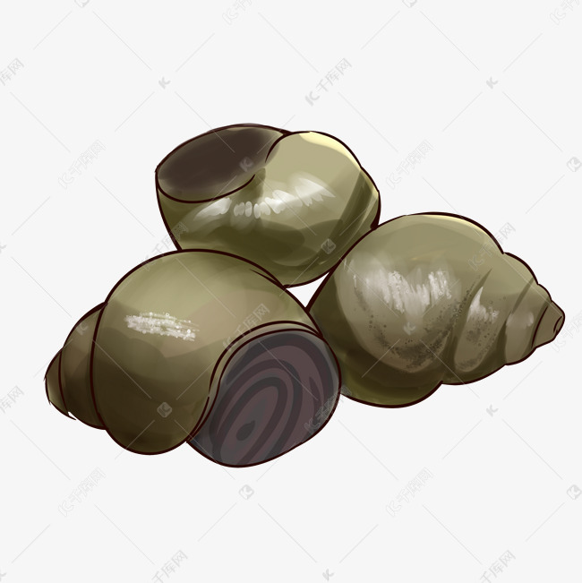 中秋节田螺卡通插画