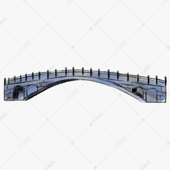 宏伟的赵州桥手绘插画