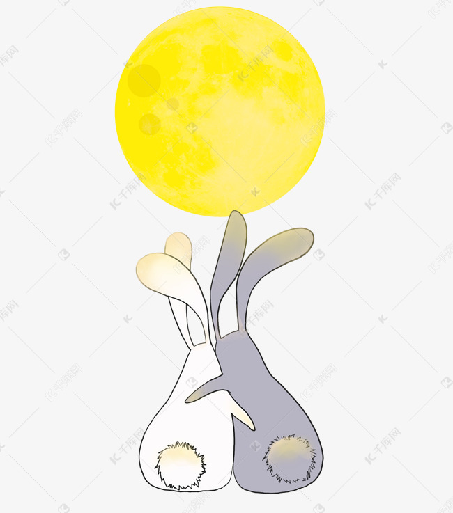 兔子简笔画彩色望月图片