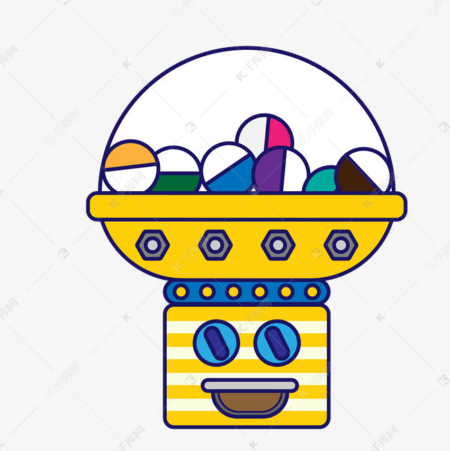 黄色的扭蛋机手绘插画