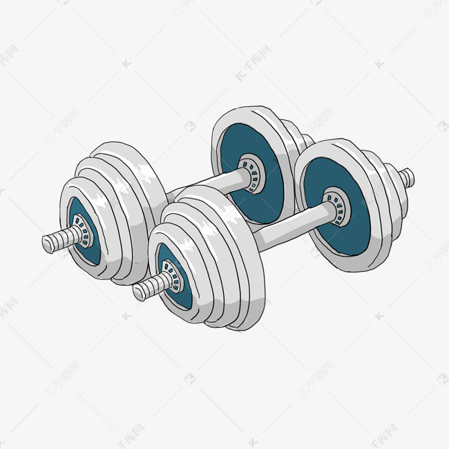 手绘健身器材哑铃插画