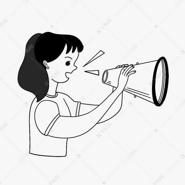 卡通拿喇叭的女孩插画