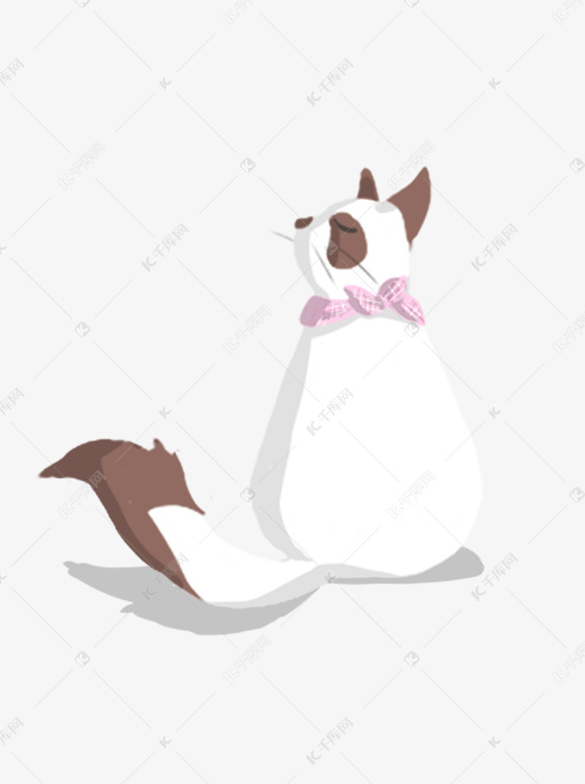 背面傲娇的手绘卡通可爱布偶猫咪