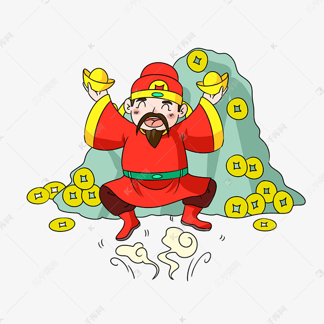 财神金山银山卡通手绘