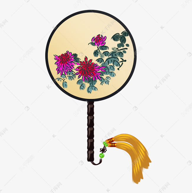 古风扇子手绘插画