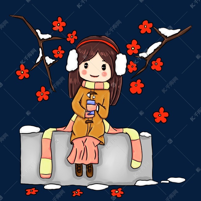 大寒全副武装的小女孩