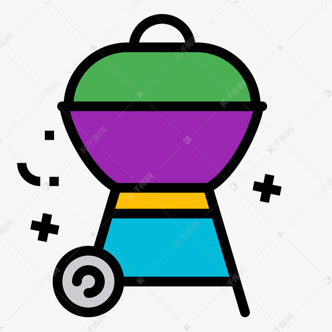 卡通煮东西的移动锅子免抠图