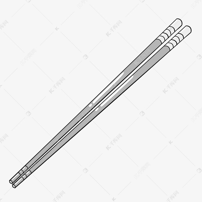 手绘银色的筷子插画