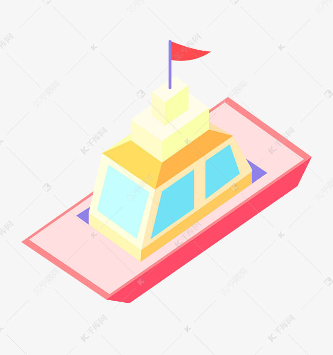 2.5d轮船卡通插画