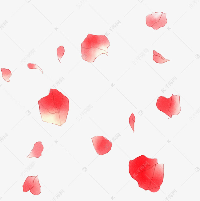 情人节浪漫古风花瓣漂浮插画用桃