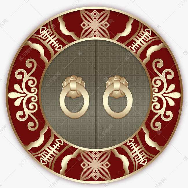 中国风红色门环手绘