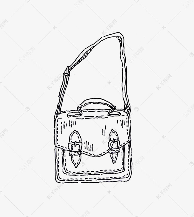 黑白线条手绘单肩斜挎包