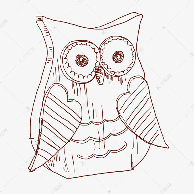 矢量猫头鹰线稿客厅摆件