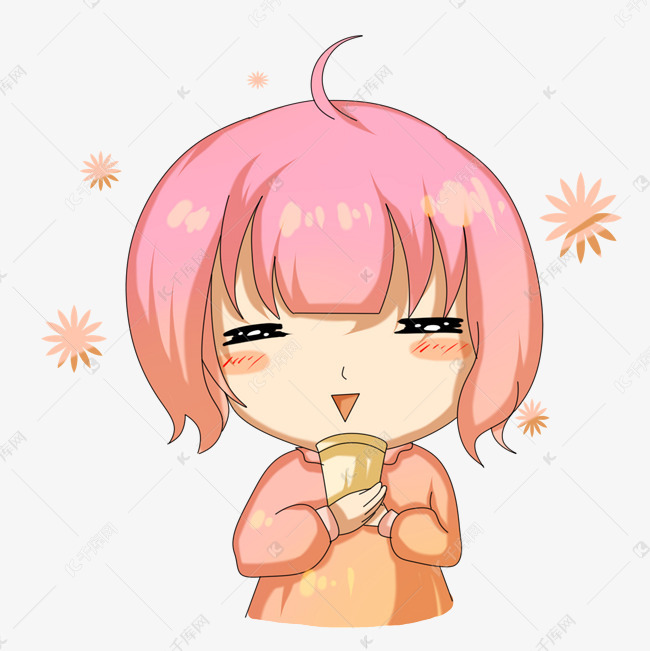 表情包满足的小女孩