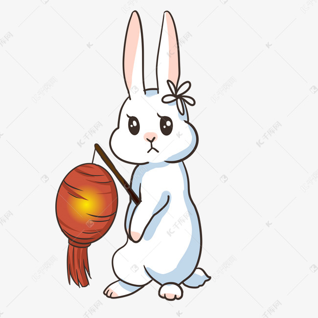 拿着红色灯笼的小白兔