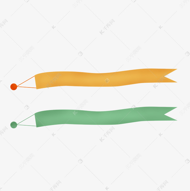 卡通矢量长条形彩色旗帜