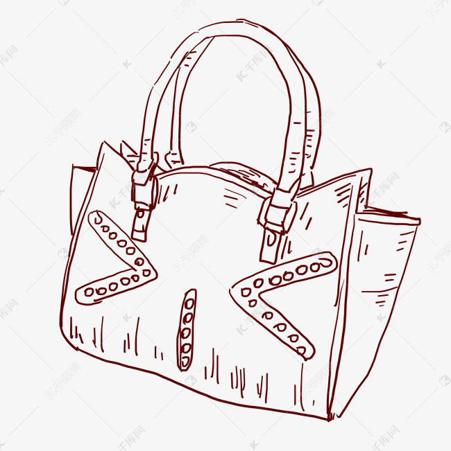 线描女士手提包