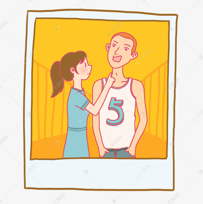 相片情人节手绘卡通相片情侣元素下载