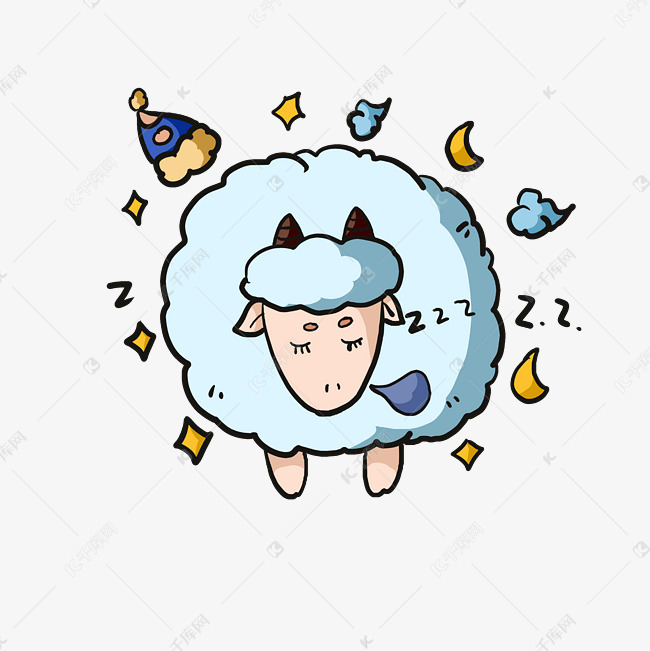 手绘绵羊睡眠睡觉