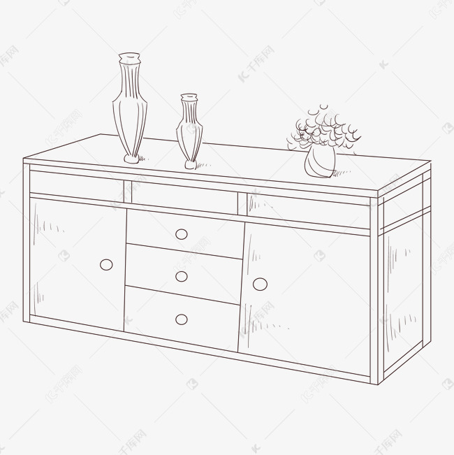 线描柜子手绘插画