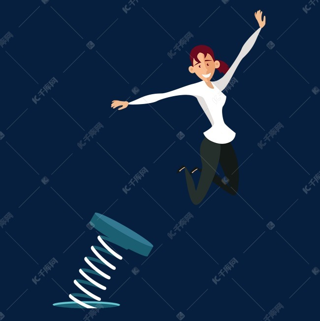 卡通白色弹跳的女人矢量素材