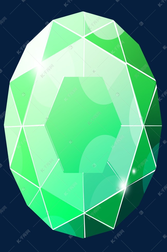 绿色椭圆立体宝石