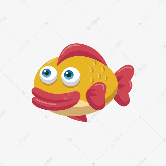 卡通香肠嘴的鱼矢量素材