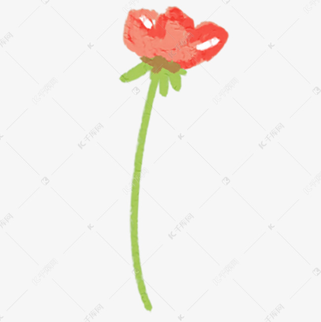 一朵卡通红花免抠图下载
