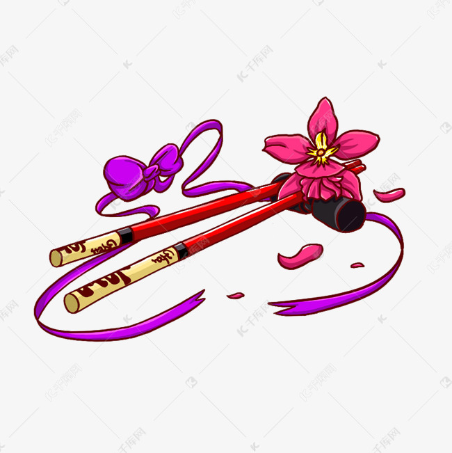 红色的筷子手绘插画