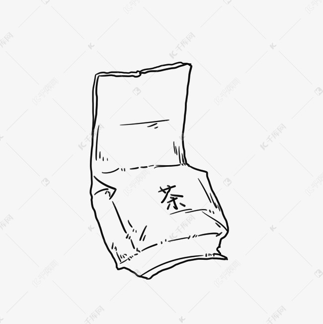 免抠元素 简约线条 黑白手绘线条茶叶泡袋版权可商用有保障