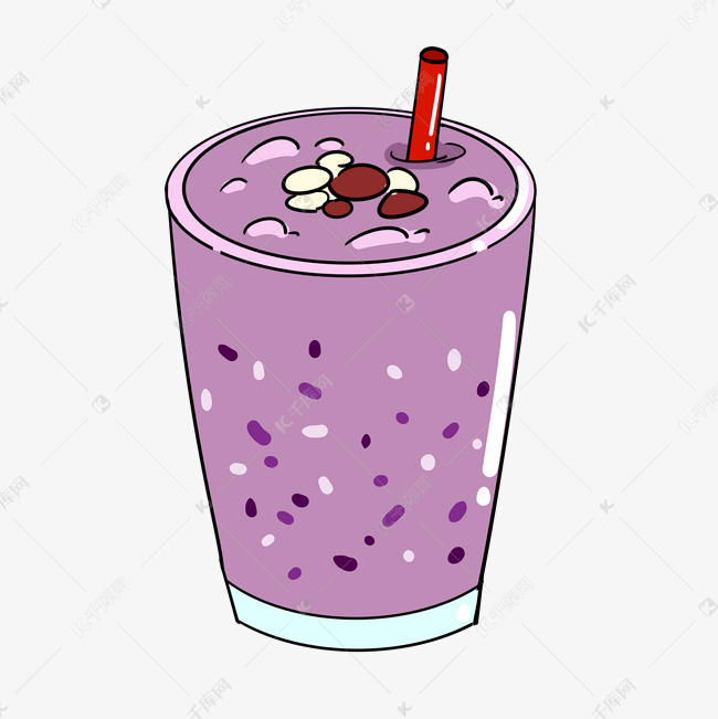 香芋奶茶卡通插画