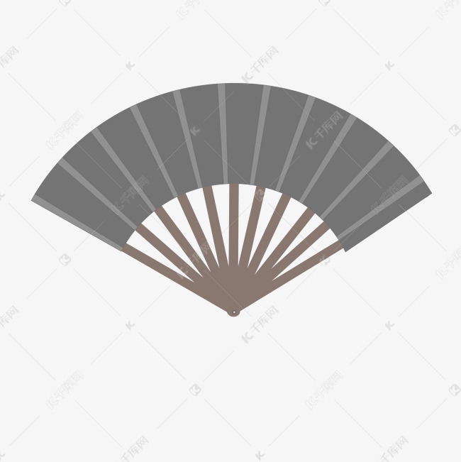 黑色卡通打开的折扇