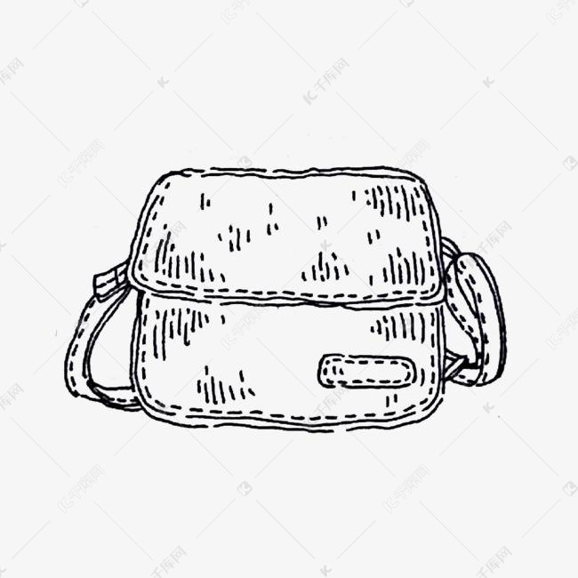 手绘黑白线条手拿包复古