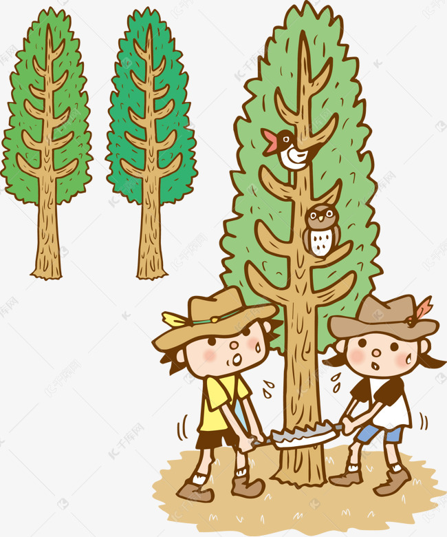 野营砍树生火矢量图素材图片免费下载-千库网