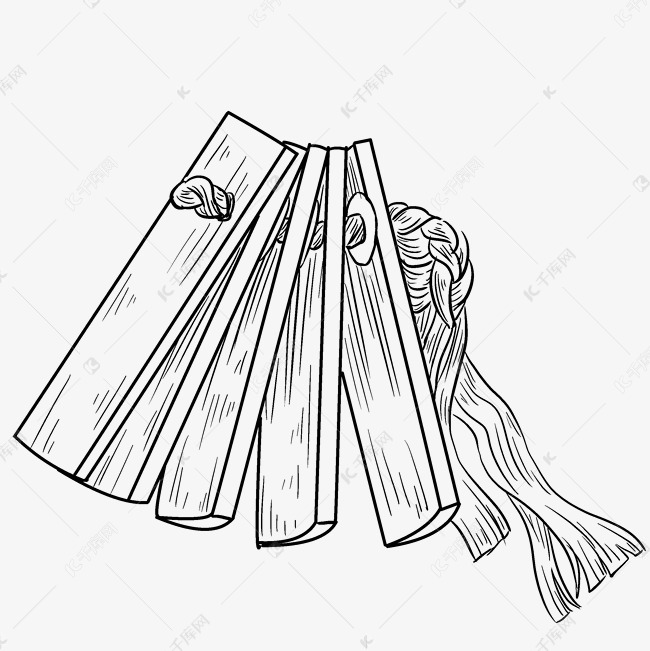 黑色线描快板插画