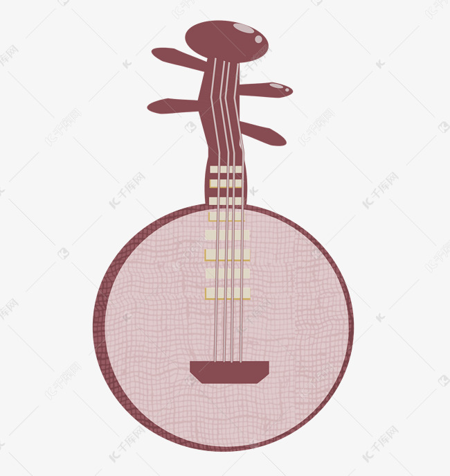 精美的粉色月琴插画