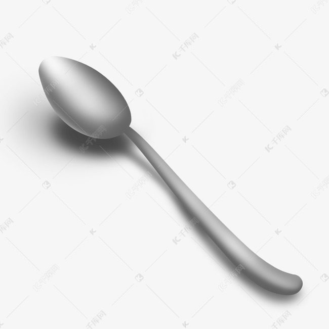 灰白色侧面立体小汤匙