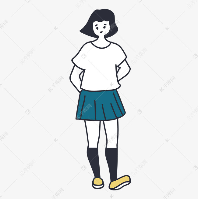 穿着t恤短裙的女孩