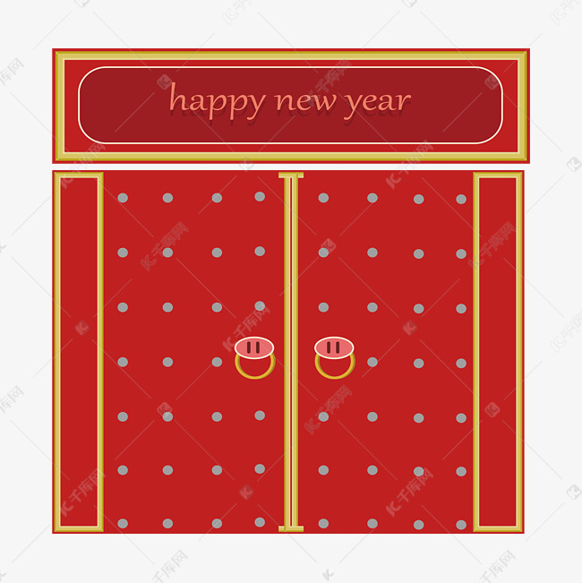 新年喜庆大门png装饰中国红