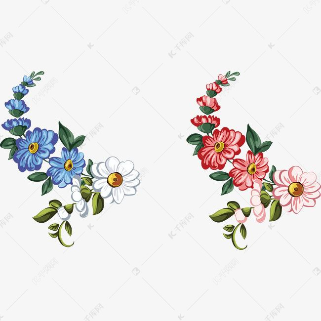蓝色红色装饰花下载素材图片免费下载 高清装饰图案psd 千库网 图片编号