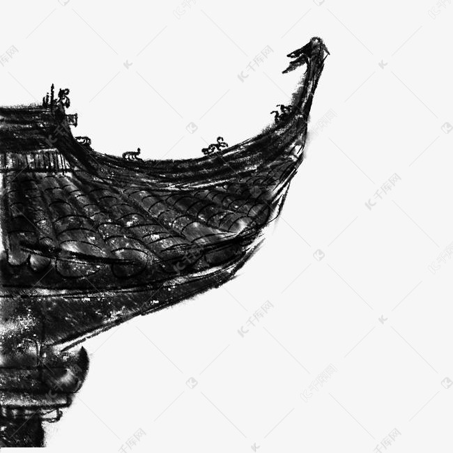 屋檐山水古典建筑屋脊剪影png素材图片免费下载-千库网