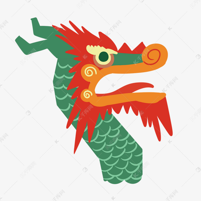 绿色的龙头手绘插画