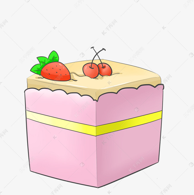 粉色正方形蛋糕插图